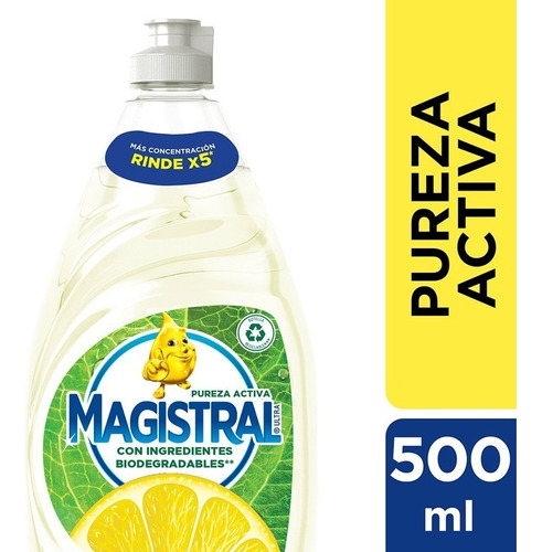 Detergente Magistral Ultra Pureza Activa 500 Ml Rinde X5