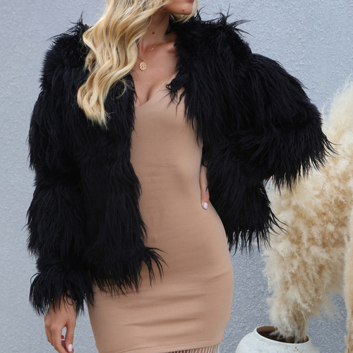 Abrigo Artificial Cálido Para Mujer, Chaqueta De Invierno A