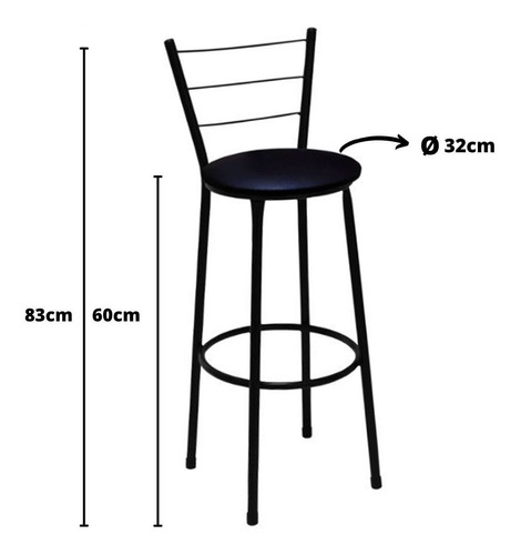 Imagem 3 de 6 de Kit 4 Banquetas Cadeira Média 60cm Para Cozinha Bar Balcão