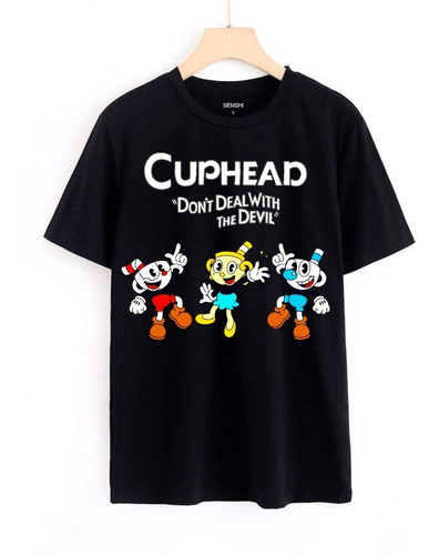 Polera Cuphead Hermanos Taza Niños Estampada Dtf Cod 003