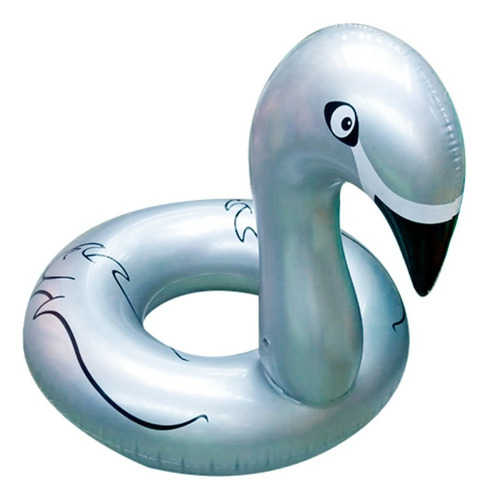 Salvavidas Inflable En Forma De Cisne Color Plata Para Niños