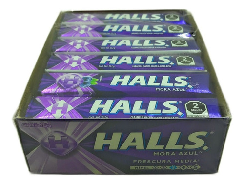 Halls Moradas Sabor Mora Azul Caja 12 Unidades