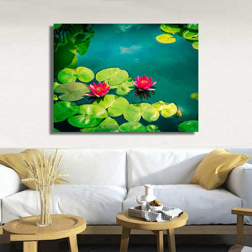 Cuadro Decorativo Moderno Flor De Loto Colorida 110x70cms 