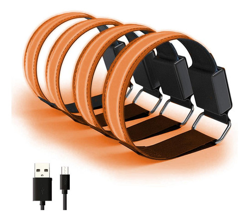 Brazalete Luminoso De 4 Piezas Con Led Recargable Por Usb