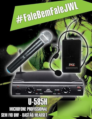 Imagem 5 de 5 de Microfone Duplo Jwl Sem Fio Mão + Headset U585 Auricular Uhf