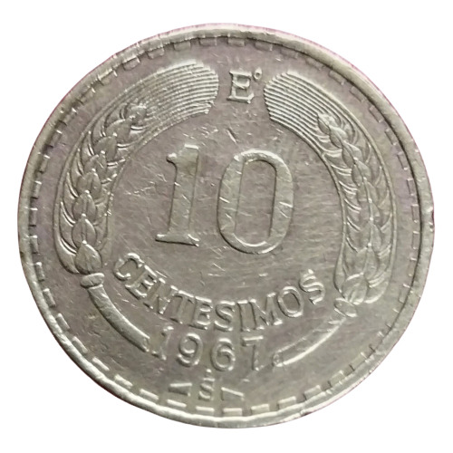 Moeda Chile 10 Centésimos 1967 (sob) Antiga Linda 84-282 (Usado)