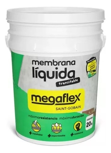 Membrana Liquida Techos Transitable Megaflex X 20kg Color Blanco