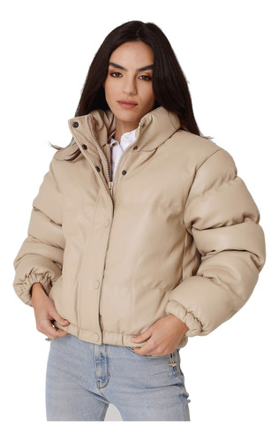 Campera Puffer Eco Cuero Pu Mujer Importado