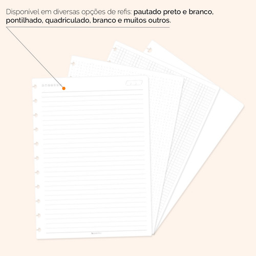 Refil Caderno Disco Inteligente Pautado Classic 100 F 90g G Cor Branco