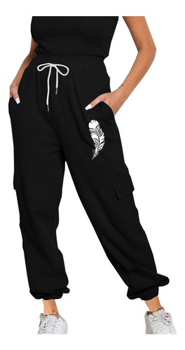 Jogger Completo Con Bolsillo Holgado Con Cintura Elástica Y