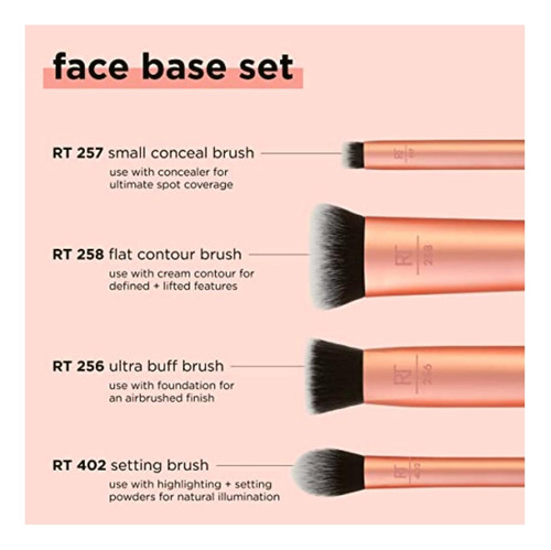 Real Techniques Face Base Makeup Brush Kit, For Concealer,