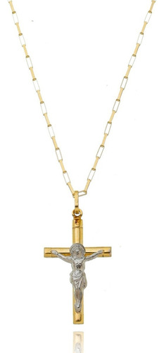 Corrente Cartie 70cm Com Pingente Cruz Crucifixo Em Ouro 18k Cor Amarelo