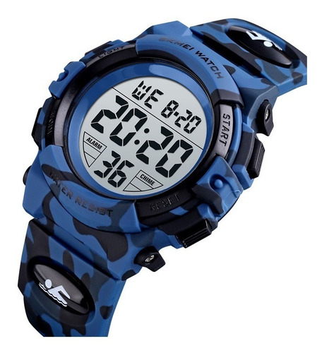 Reloj Digital Niños Skmei 1548 Camuflaje Azul Oscuro