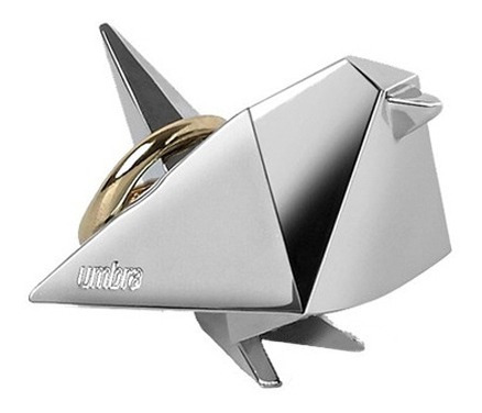Porta-aneis Umbra Pássaro Origami Cromado