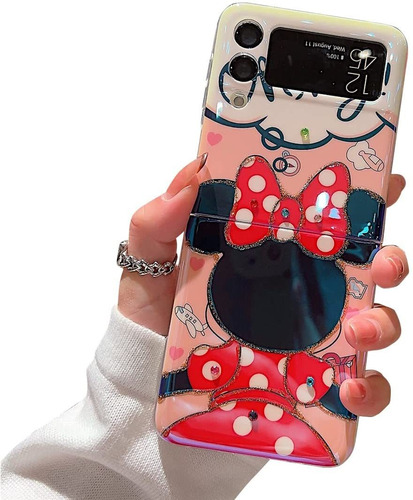 Funda Para Samsung Galaxy Z Flip 3 Minnie Mouse C/purpurina