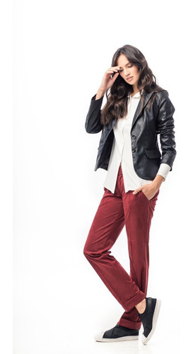 Campera Blazer Mujer Cuero Negro Ecologico Camperas Giacca