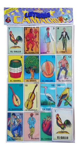 Lotería Grande 20 Cartas Camacho Con Baraja