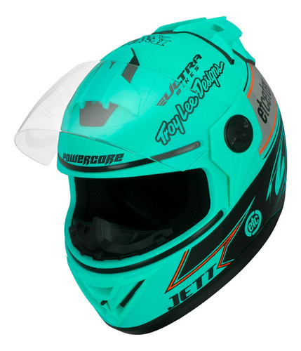 Capacete Fechado Etceter Evolution Power Brands Brilhante Cor Verde Turquesa Tamanho Do Capacete 58