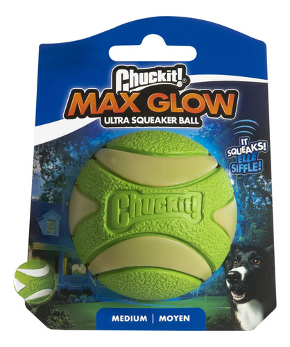 ¡squeaker Ball Chuckit! Max Glow Ultra Medium Para 9 A 27 Kg