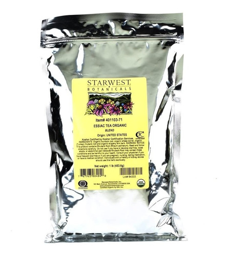 Starwest Botanicals Essiac Tea Té Orgánico Bolsa 1 Lb 453gr