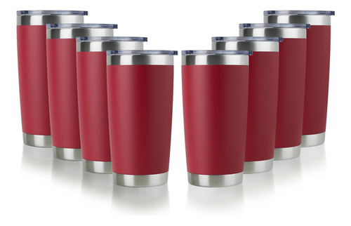 Vaso Termico Acero Inoxidable C/ Tapa Doble Pared-rojo/8und