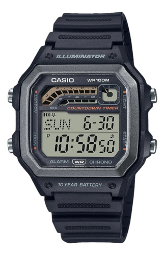 Nuevo Reloj Casio Digital Ws1600 Plástico Negro Cronometro 