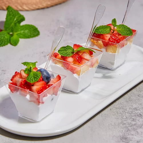 Mini Vasitos Postres Reposteria Plastico Con Cuchara,100pzas