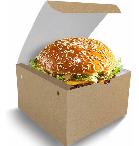 Caixinha Box Embalagem Para Hamburger Gourmet 200un Kraft