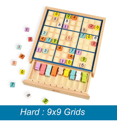 Sudoku En Madera Con Libro De Puzzles Fáciles A Difíciles