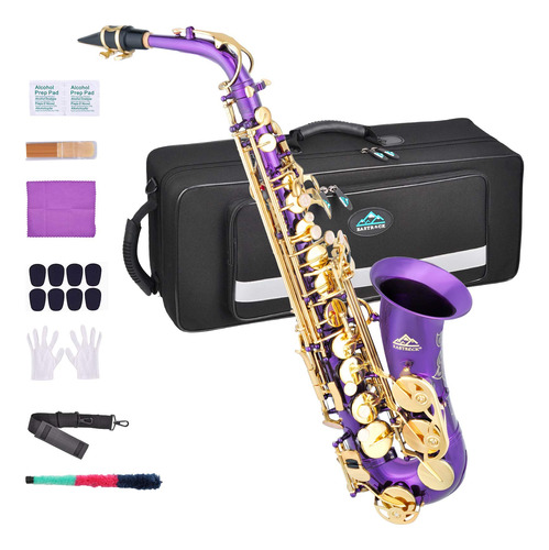 Eastrock Kit Completo De Saxofon Alto Morado/dorado E Para E