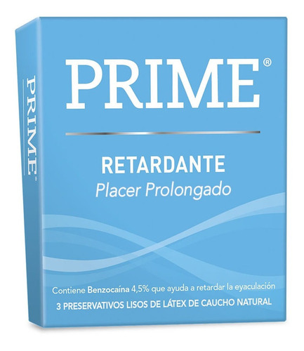 Imagen 2 de 2 de Preservativo De Látex Prime Retardante Climax Control X 3 Un