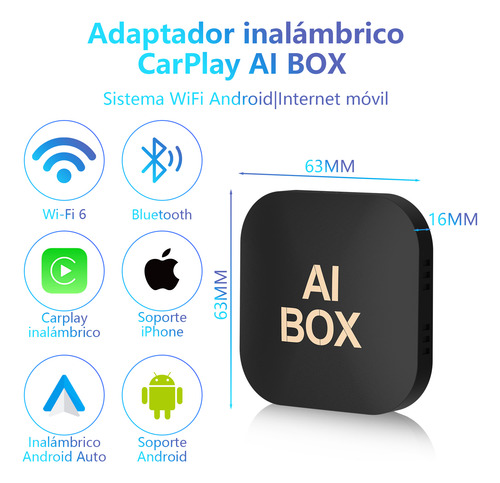 Carplay Adaptador Ai Box Cableado Inalámbrico Para Automóv