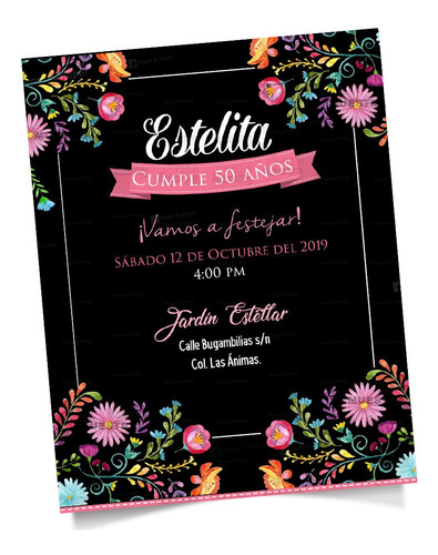 Invitacion Oaxaqueña-tabasqueña-itsmeña-floral Para Imprimir