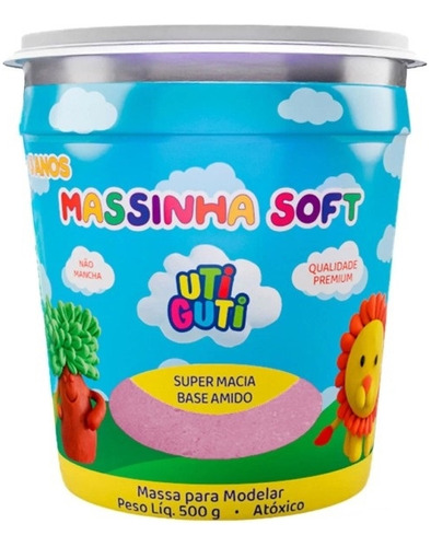 Massinha De Modelar Soft 500g Rosa Claro Uti Guti