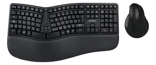 Combo Acteck 2 En 1 Teclado Ergonomico Mouse Vertical 2.4 Color del mouse Negro Color del teclado Negro