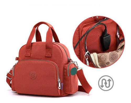 Bolsa De Moda Com Carregador Usb Portátil 2025 Cor Laranja