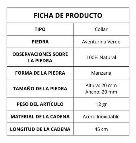 Collar Manzanita De Aventurina Verde 100% Natural