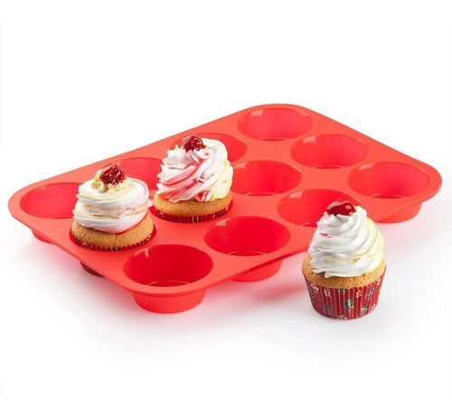 Molde Silicona Cupcakes X12 Reposteria Goma Horno Muffins , Calidad, Oferta, Mania-electronic