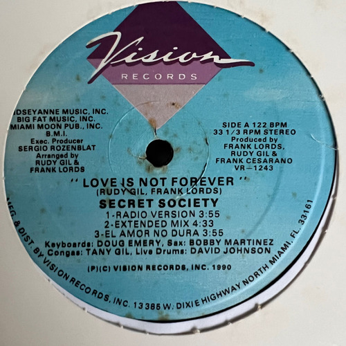 Secret Society - Love Is Not Forever - 12'' Single Vinil Us