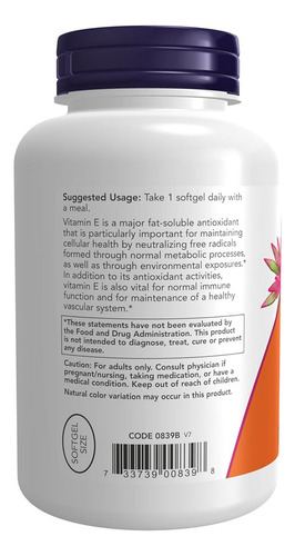 Vitamina E-400 Now Foods D-alfa Tocoferol 250sof Importado