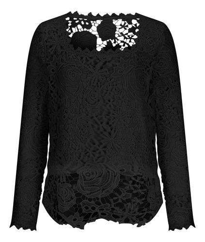 Camiseta De Manga Larga Con Cuello Liso Para Mujer