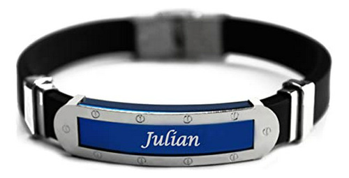 Nombre Ra Julian - Personalizado Mens Silicona Y Azul Del To