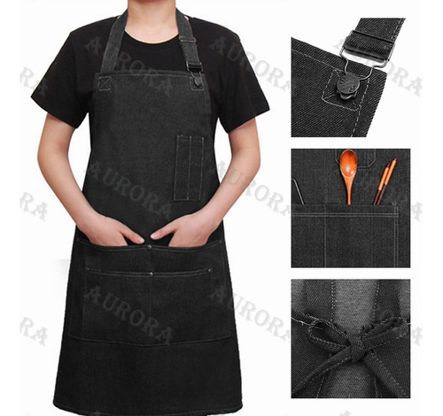 Imagen 2 de 6 de Delantal Pechera De Mezclilla Antiincrustante Para Cocina