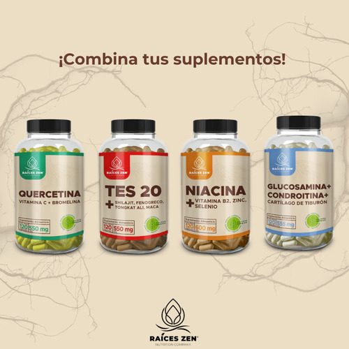 Magnesio Citrato Glicinato Y Gluconato Raíces Zen 120 Cáp Sabor Sin Sabor