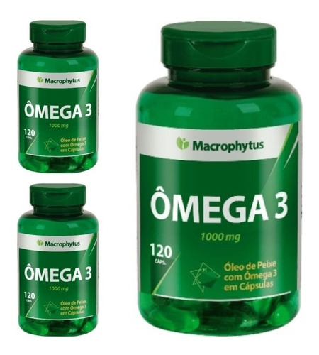 Kit Ômega 3 Óleo De Peixe 1000mg Macrophytus 360 Cáps+brinde