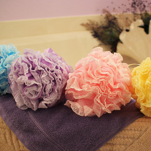 Loofah-bath-sponge Lace-mesh Set 2-scrubs-in-1 Por Shower