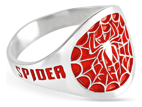 Anillo Spiderman Plata Fina .925 En Colores Y Caja De Regalo