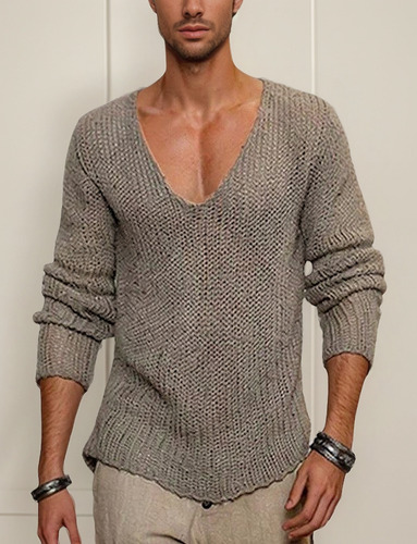 Manga Larga, Cuello En V, Holgado, Talla Grande, A La Moda,