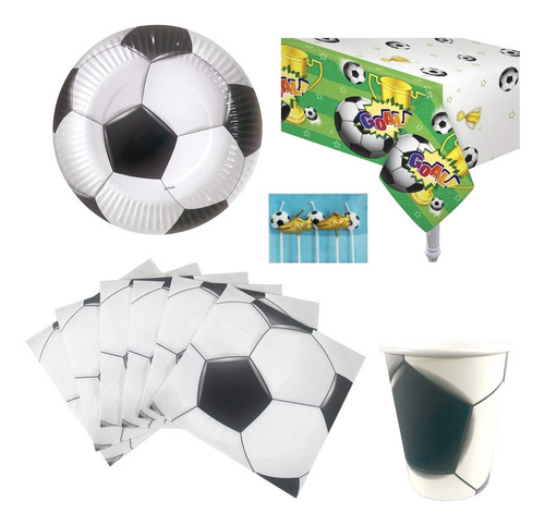 Party Store- Platos Vasos, Servilletas  Mantel Velas- Futbol