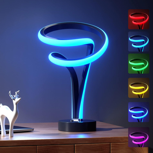 Lámpara Mesa Rgb Espiral 7 Colores Led